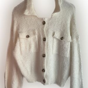 LE LIS slouchy fuzzy button up cardigan oversized size large